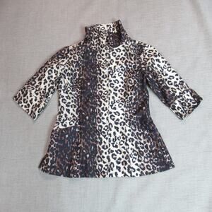 Anthropologie Luii Jacket Womens Size Small Brown Tan Leopard Modern Party